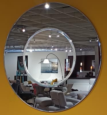 MIROIR ROND DIAM 110CM GRIS FUME ET ARGENT