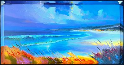 VIBRANT SUMMER SHORE LANDSCAPE (121x65cm)